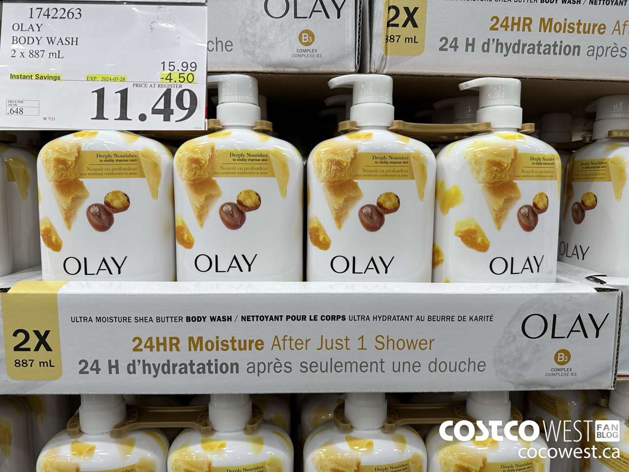 1742263 OLAY BODY WASH 2 X 887 ML ($4.50 INSTANT SAVINGS EXPIRES ON 2024-07-28) $11.49