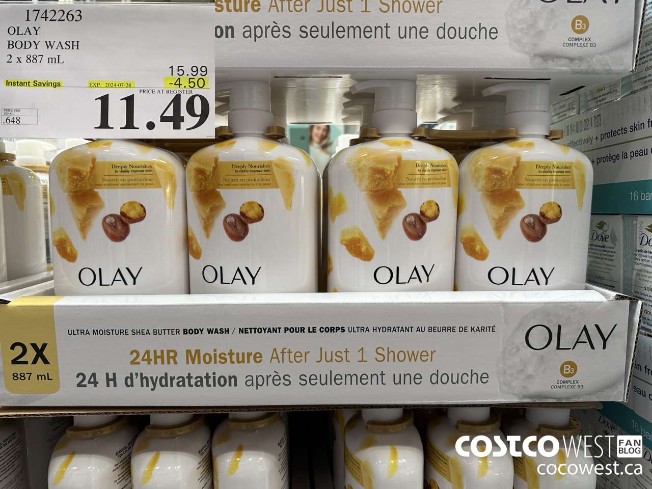 1742263 OLAY BODY WASH 2 X 887 ML ($4.50 INSTANT SAVINGS EXPIRES ON 2024-07-28) $11.49
