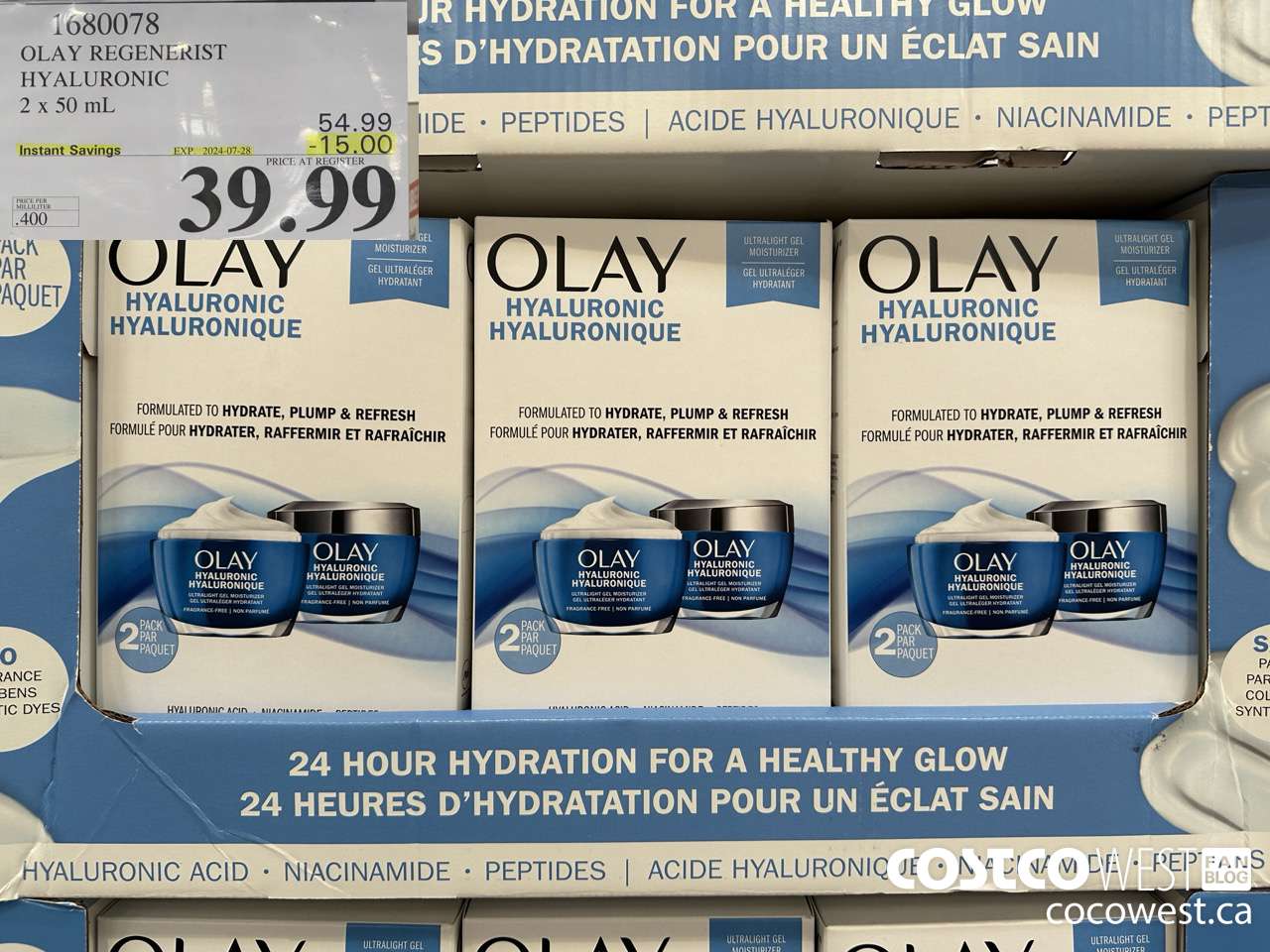 1680078 OLAY REGENERIST HYALURONIC 2 X 50ML ($11.00 INSTANT SAVINGS EXPIRES ON 2024-07-28) $39.99