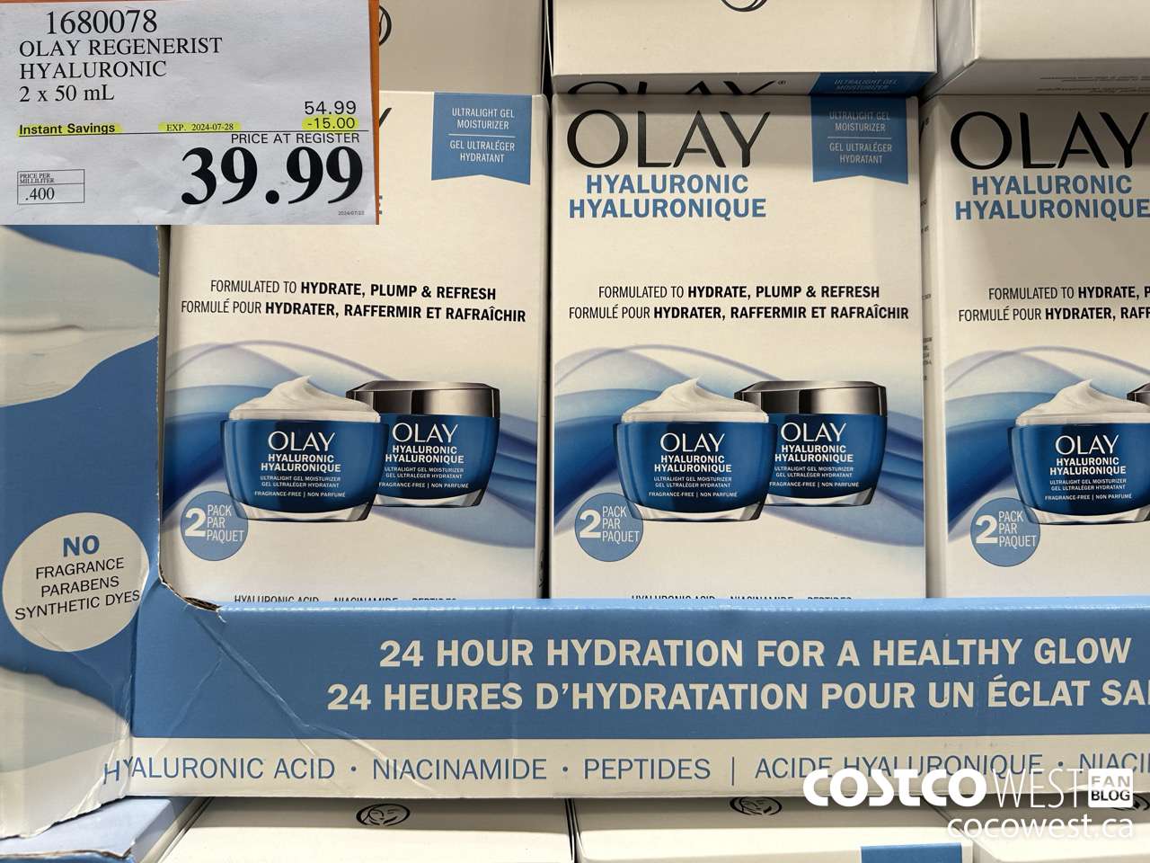 1680078 OLAY REGENERIST HYALURONIC 2 X 50ML ($15.00 INSTANT SAVINGS EXPIRES ON 2024-07-28) $39.99