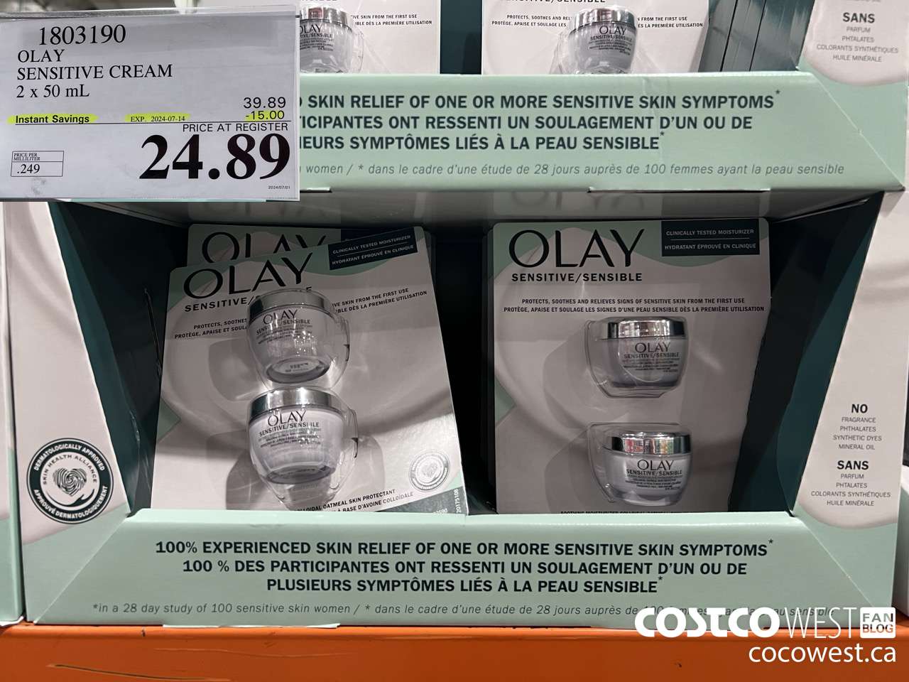 1803190 OLAY SENSITIVE CREAM 2 X 50 ML ($15.00 INSTANT SAVINGS EXPIRES ON 2024-07-14) $24.89