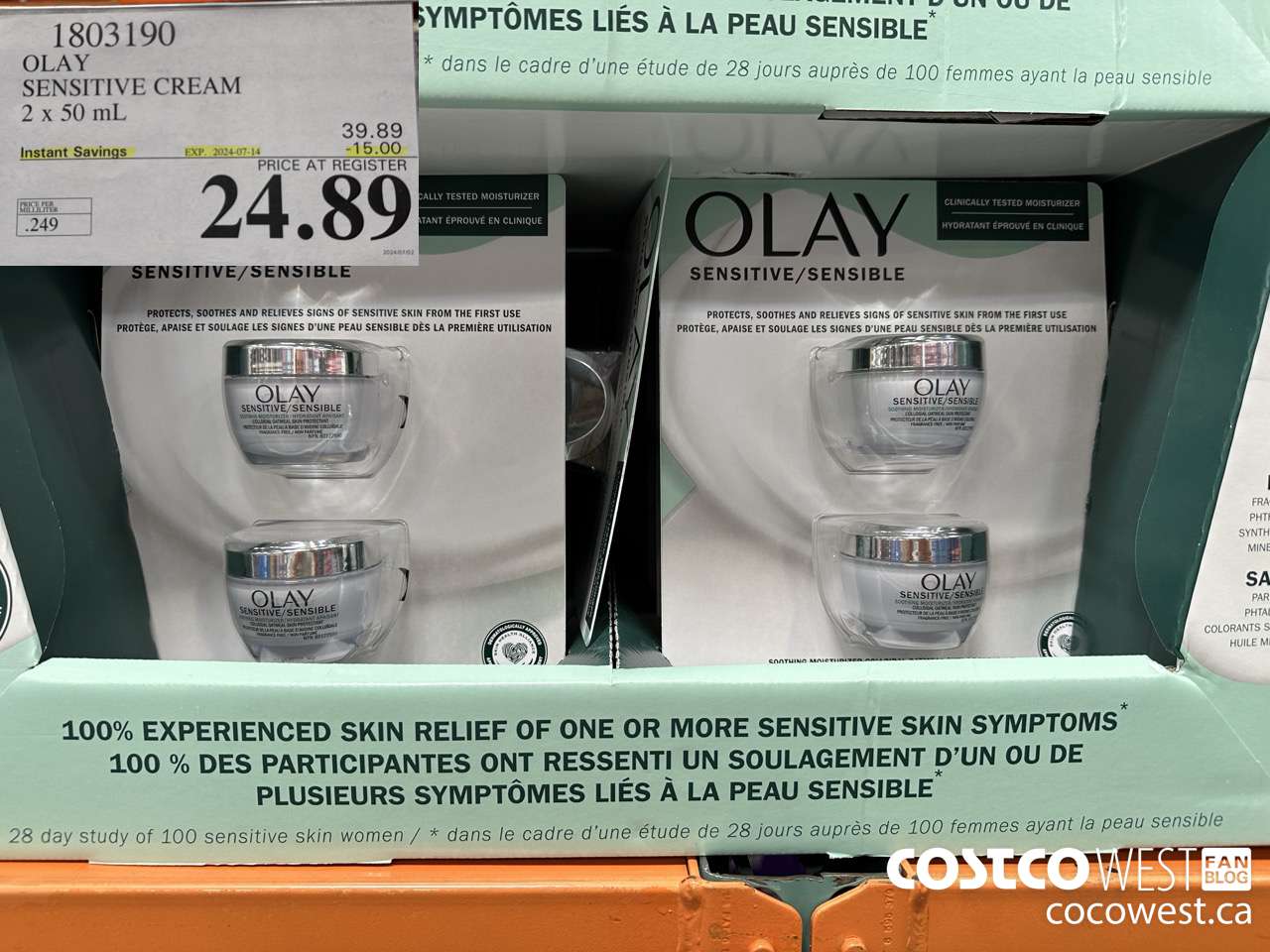 1803190 OLAY SENSITIVE CREAM 2 X 50 ML ($15.00 INSTANT SAVINGS EXPIRES ON 2024-07-14) $24.89