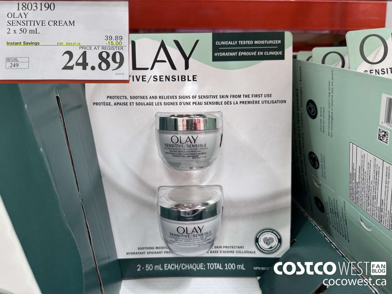 1803190 OLAY SENSITIVE CREAM 2 X 50 ML ($15.00 INSTANT SAVINGS EXPIRES ON 2024-07-14) $24.89