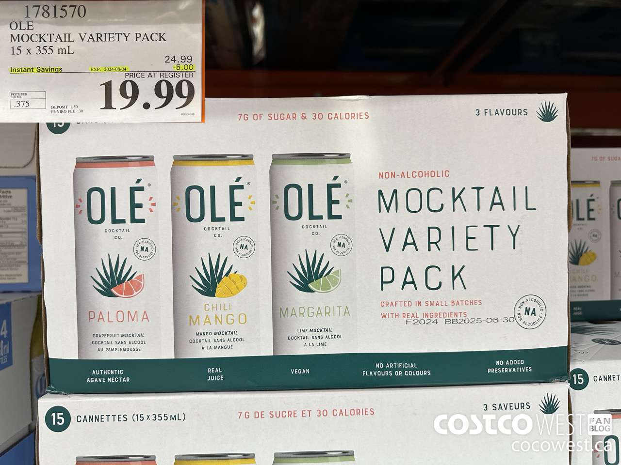 1781570 OLE MOCKTAIL VARIETY PACK 15 X 355 ML ($5.00 INSTANT SAVINGS EXPIRES ON 2024-08-04) $19.99