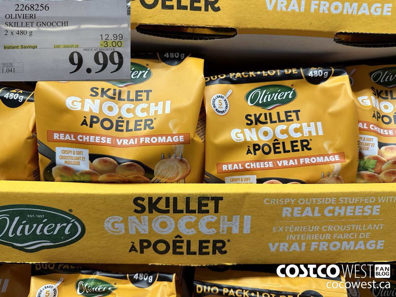 2268256 OLIVIERI SKILLET GNOCCHI 2 X 480G ($3.00 INSTANT SAVINGS EXPIRES ON 2024-07-28) $9.99