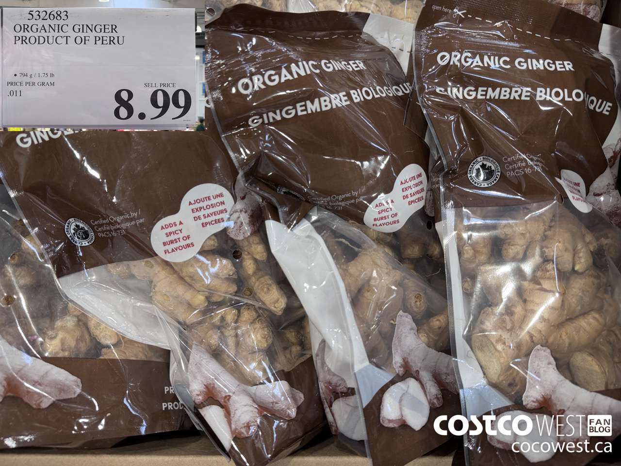 532683 ORGANIC GINGER PRODUCT OF PERU $8.99