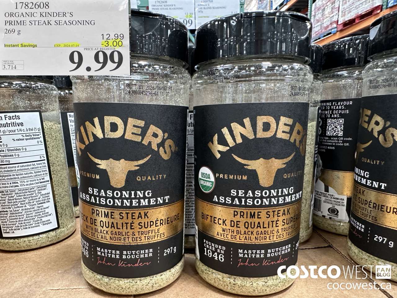 1782608 ORGANIC KINDER'S PRIME STEAK SEASONING 269G ($3.00 INSTANT SAVINGS EXPIRES ON 2024-07-14) $9.99