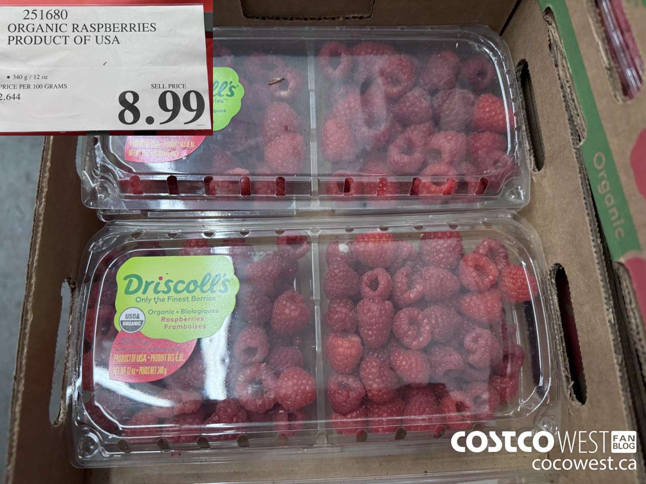 251680 ORGANIC RASPBERRIES PRODUCT OF USA $8.99