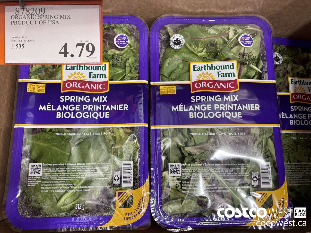 878209 ORGANIC SPRING MIX PRODUCT OF USA $4.79