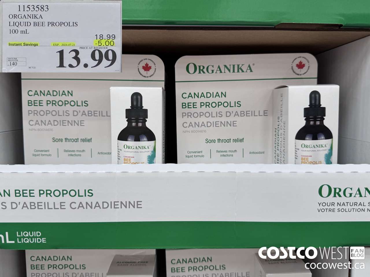 1153583 ORGANIKA LIQUID BEE PROPOLIS 100 mL ($5.00 INSTANT SAVINGS EXPIRES ON 2024-07-21) $13.99