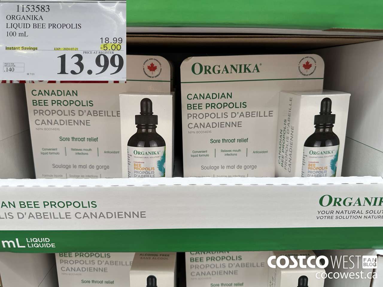 1153583 ORGANIKA LIQUID BEE PROPOLIS 100 mL ($5.00 INSTANT SAVINGS EXPIRES ON 2024-07-21) $13.99