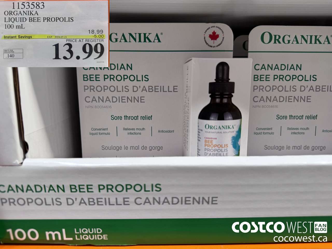 1153583 ORGANIKA LIQUID BEE PROPOLIS 100 mL ($5.00 INSTANT SAVINGS EXPIRES ON 2024-07-21) $13.99