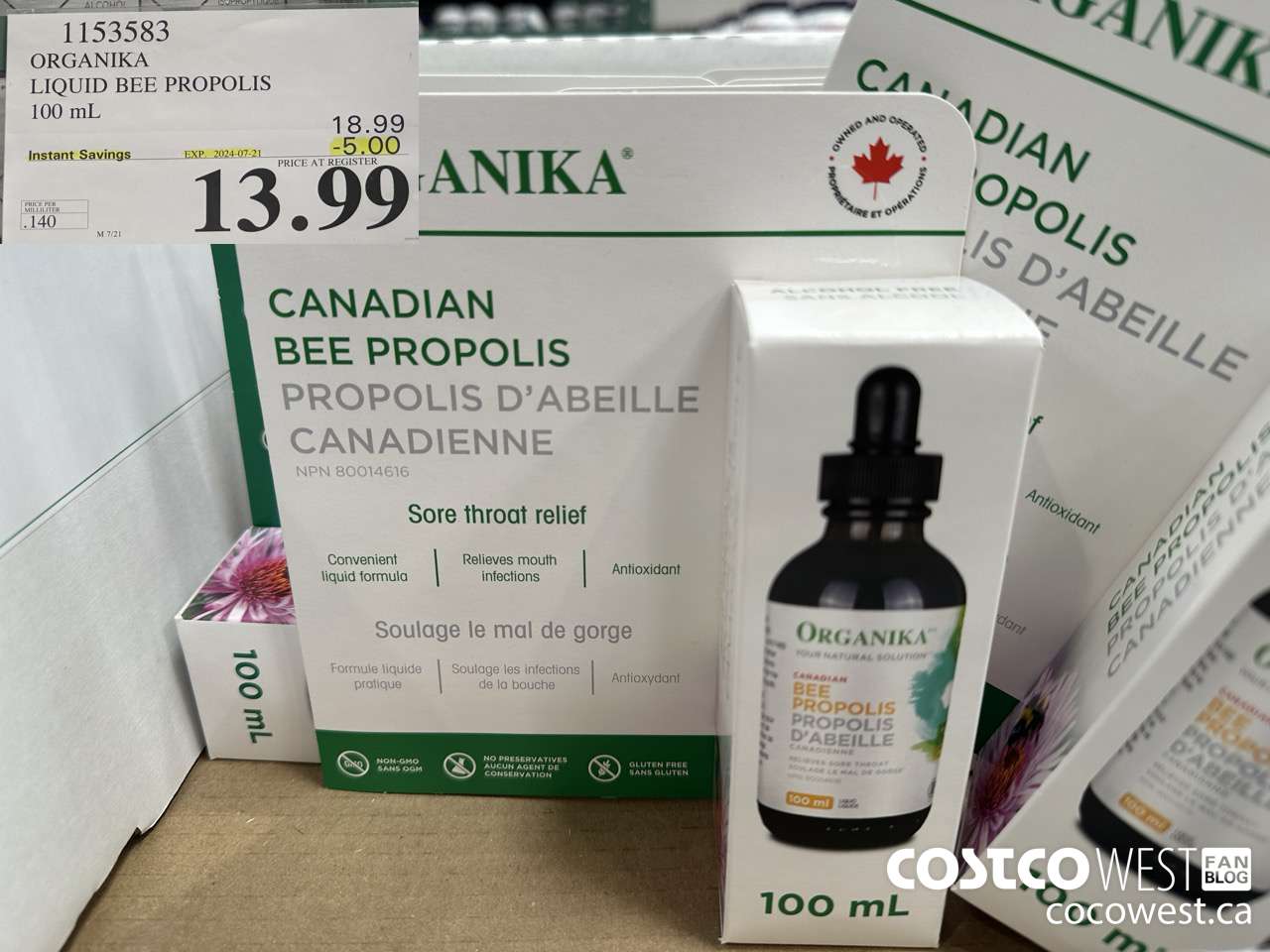 1153583 ORGANIKA LIQUID BEE PROPOLIS 100 mL ($5.00 INSTANT SAVINGS EXPIRES ON 2024-07-21) $13.99