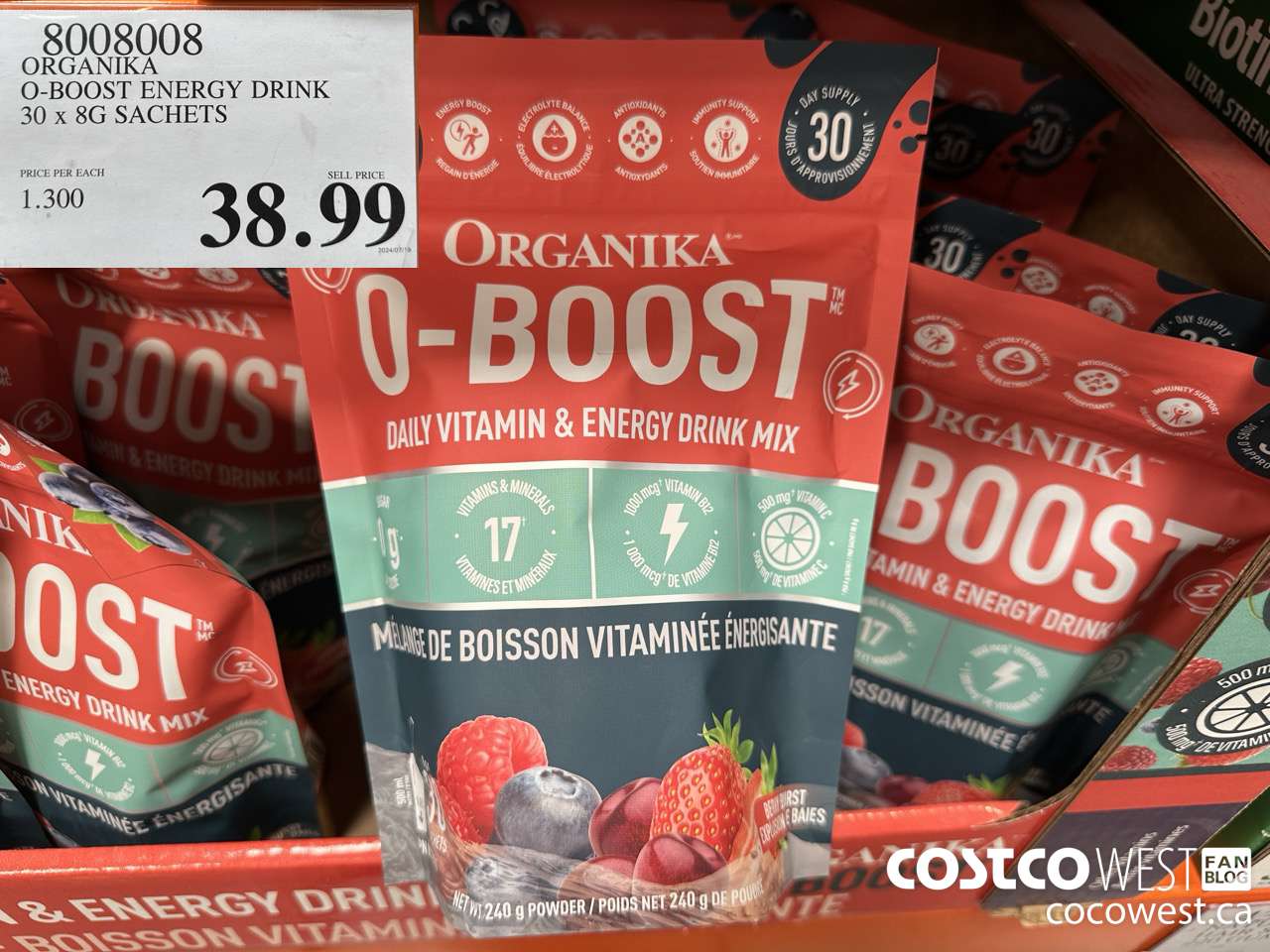 8008008 ORGANIKA O-BOOST ENERGY DRINK 30 X 8G SACHETS $38.99
