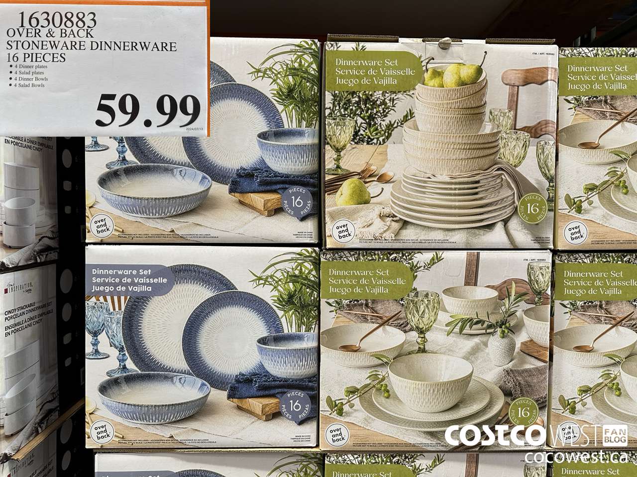 1630883 OVER & BACK STONEWARE DINNERWARE 16 PIECES $59.99