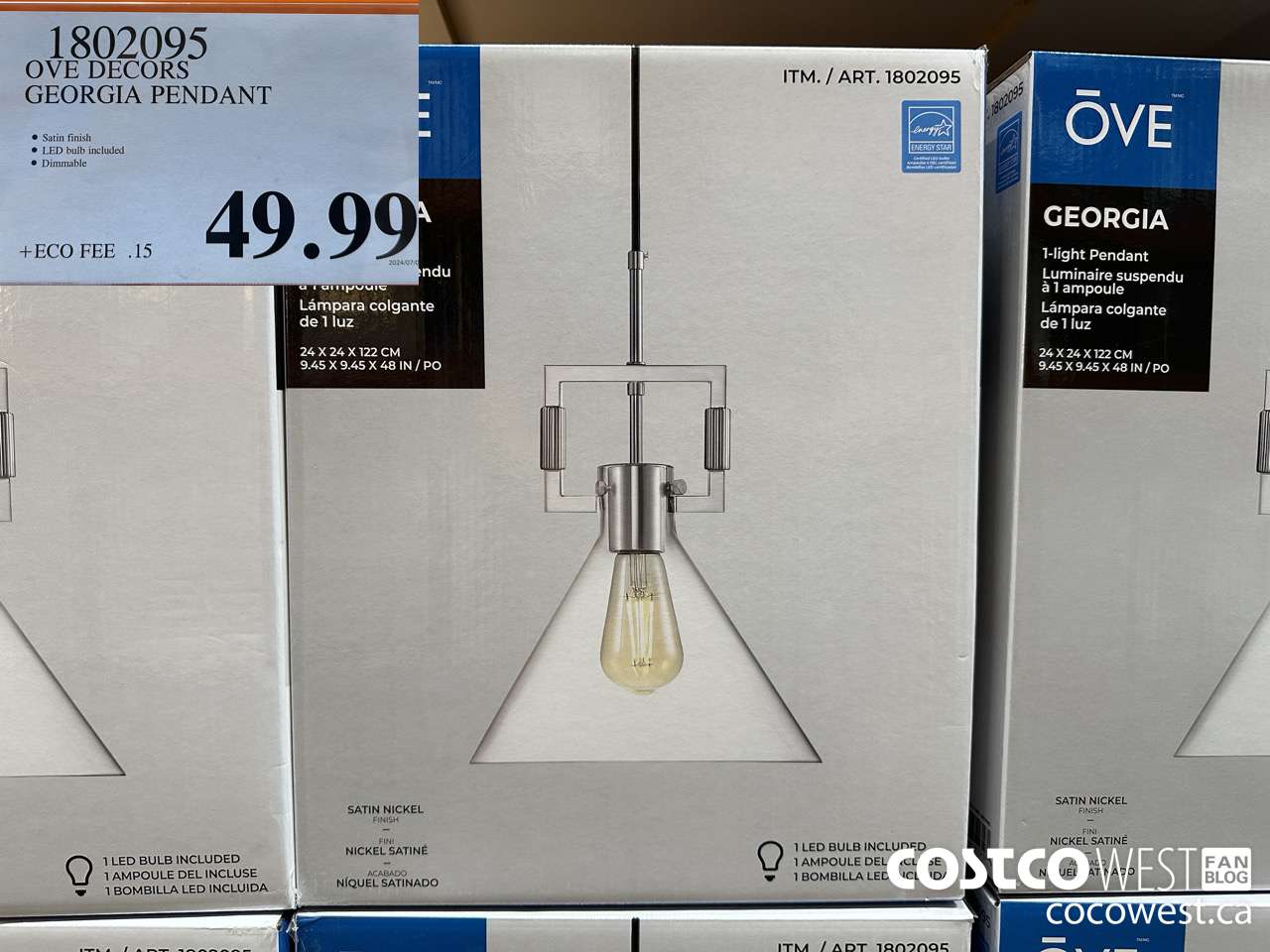 1802095 OVE DECORS GEORGIA PENDANT $49.99