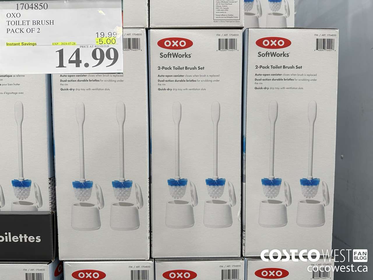 1704850 OXO TOILET BRUSH PACK OF 2 ($5.00 INSTANT SAVINGS EXPIRES ON 2024-07-28) $14.99