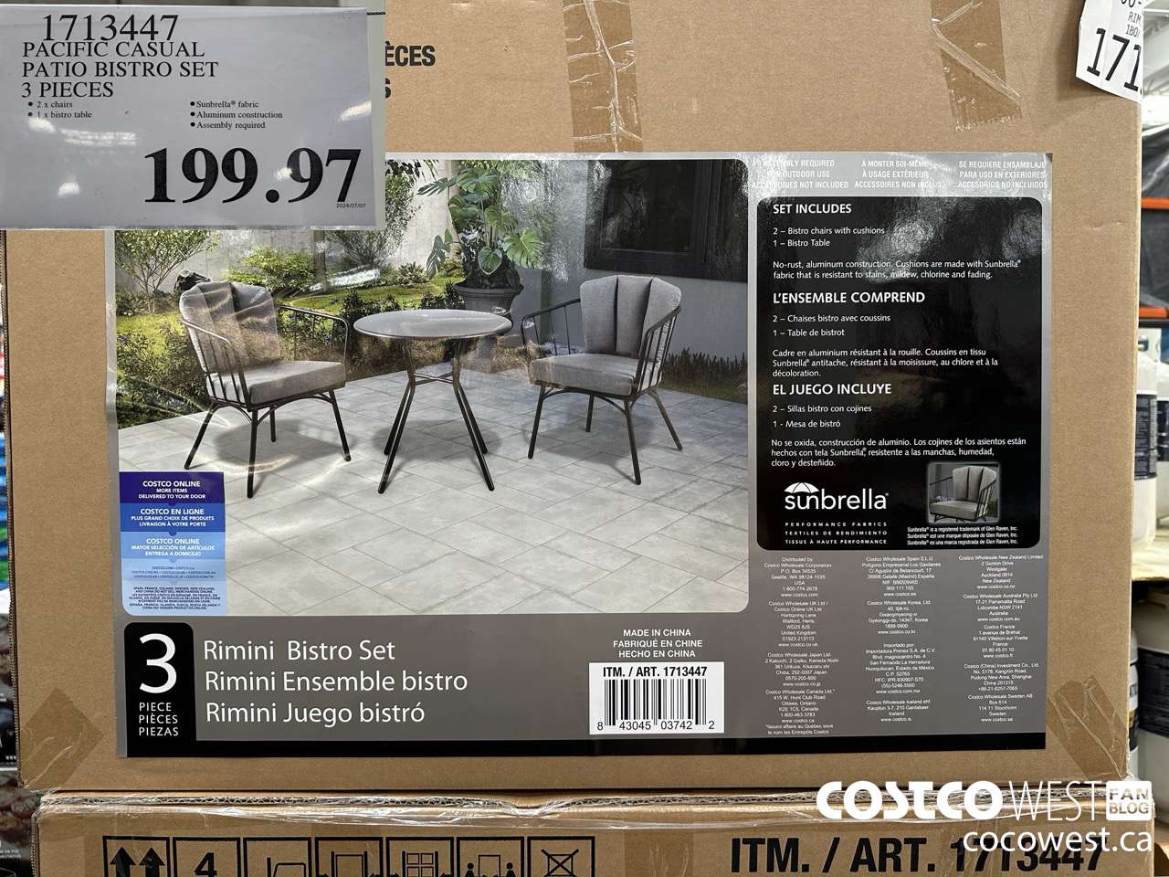 1713447 PACIFIC CASUAL PATIO BISTRO SET 3 PIECES $199.97