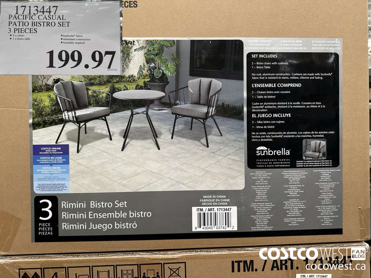 1713447 PACIFIC CASUAL PATIO BISTRO SET 3 PIECES $199.97