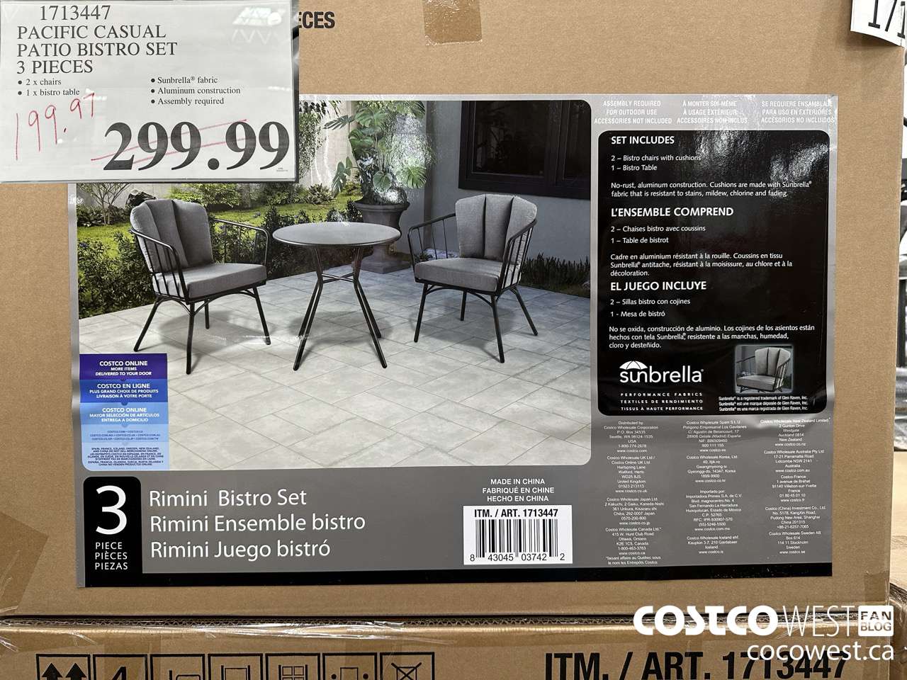 1713447 PACIFIC CASUAL PATIO BISTRO SET 3 PIECES $199.97