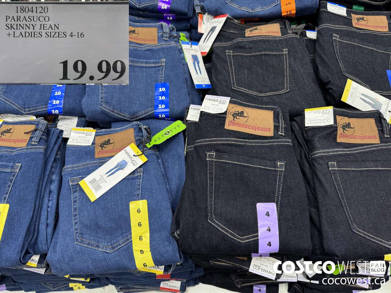 1804120 PARASUCO SKINNY JEAN LADIES SIZES 4-16 $19.99