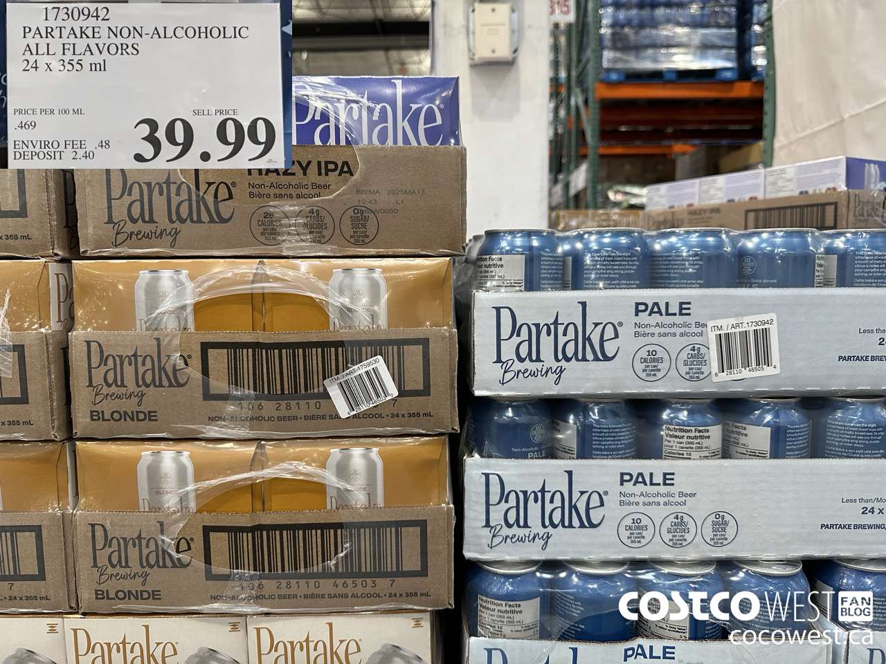 1730942 PARTAKE NON-ALCOHOLIC ALL FLAVORS 24 X 355ML $39.99