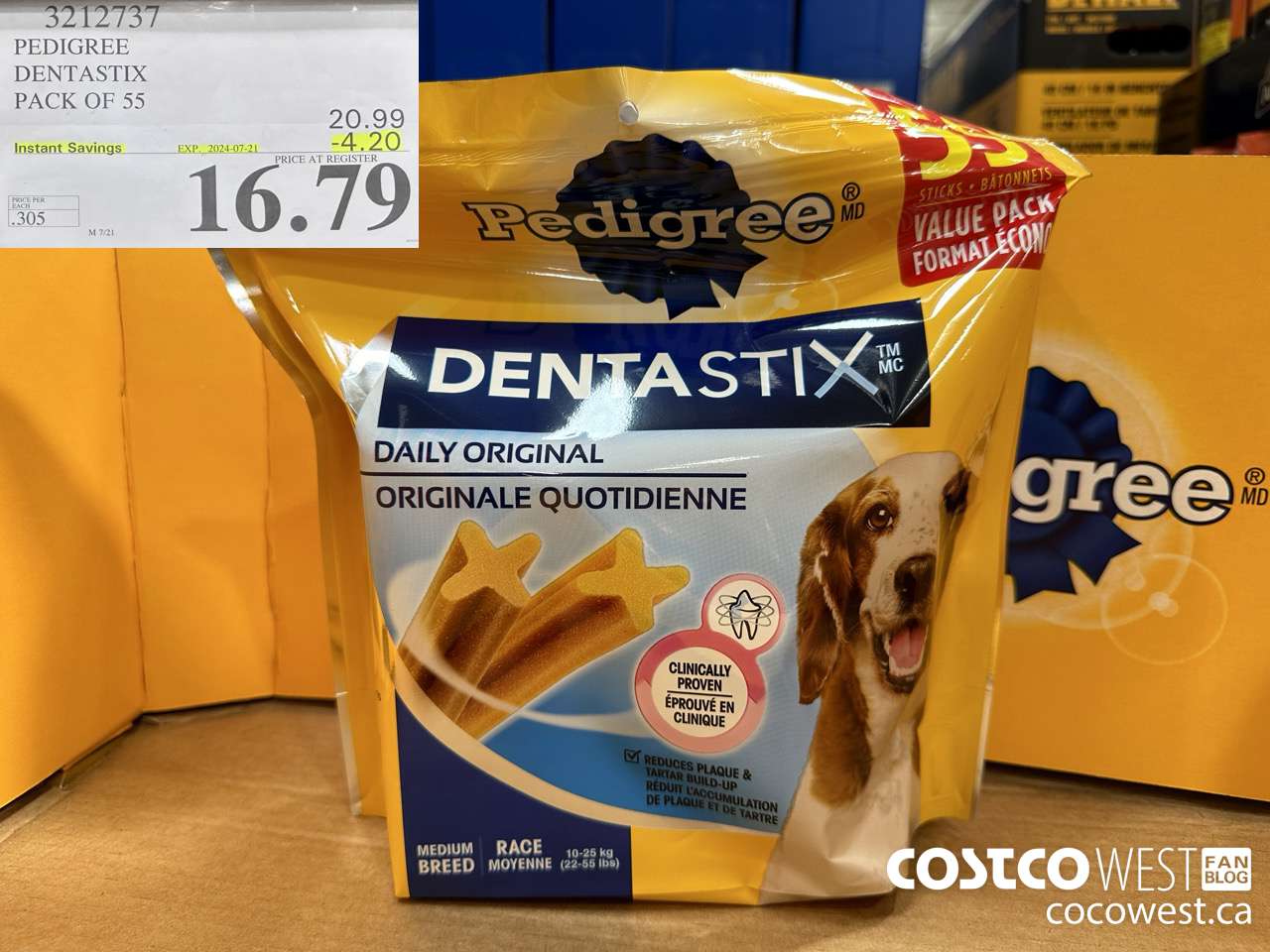 3212737 PEDIGREE DENTASTIX PACK OF 55 ($4.20 INSTANT SAVINGS EXPIRES ON 2024-07-21) $16.79