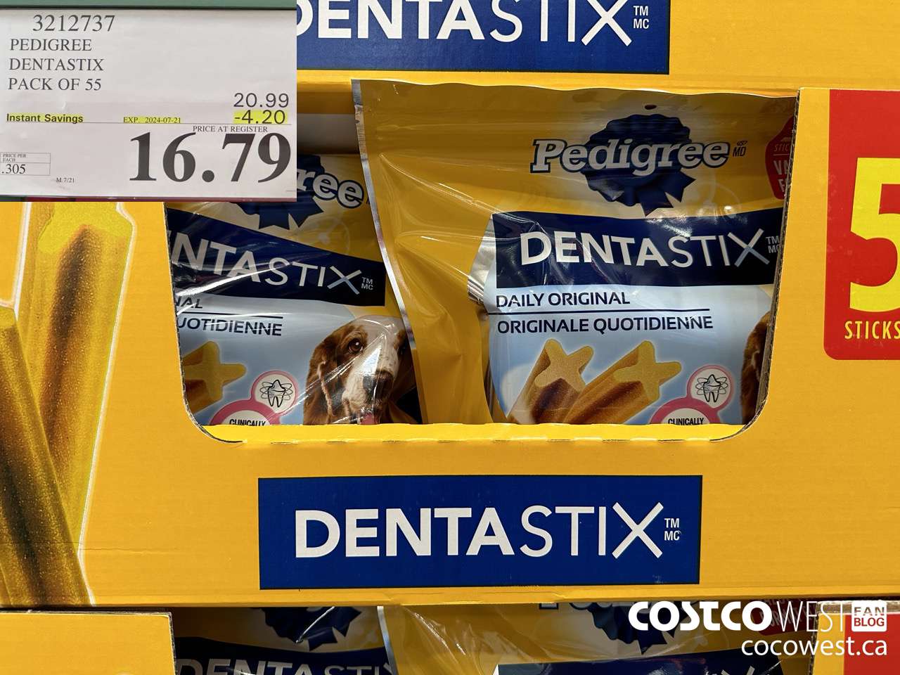 3212737 PEDIGREE DENTASTIX PACK OF 55 ($4.20 INSTANT SAVINGS EXPIRES ON 2024-07-21) $16.79