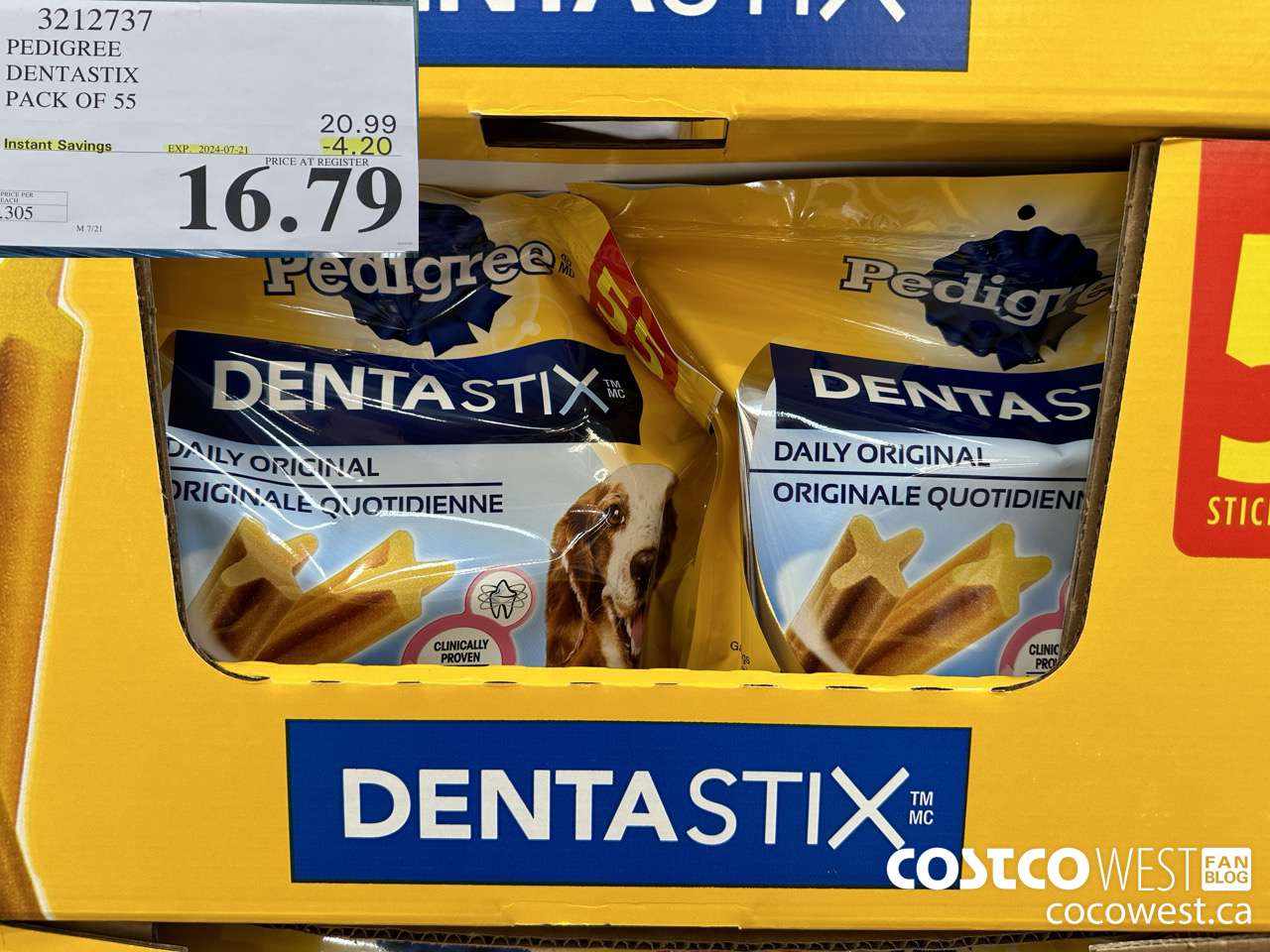 3212737 PEDIGREE DENTASTIX PACK OF 55 ($4.20 INSTANT SAVINGS EXPIRES ON 2024-07-21) $16.79