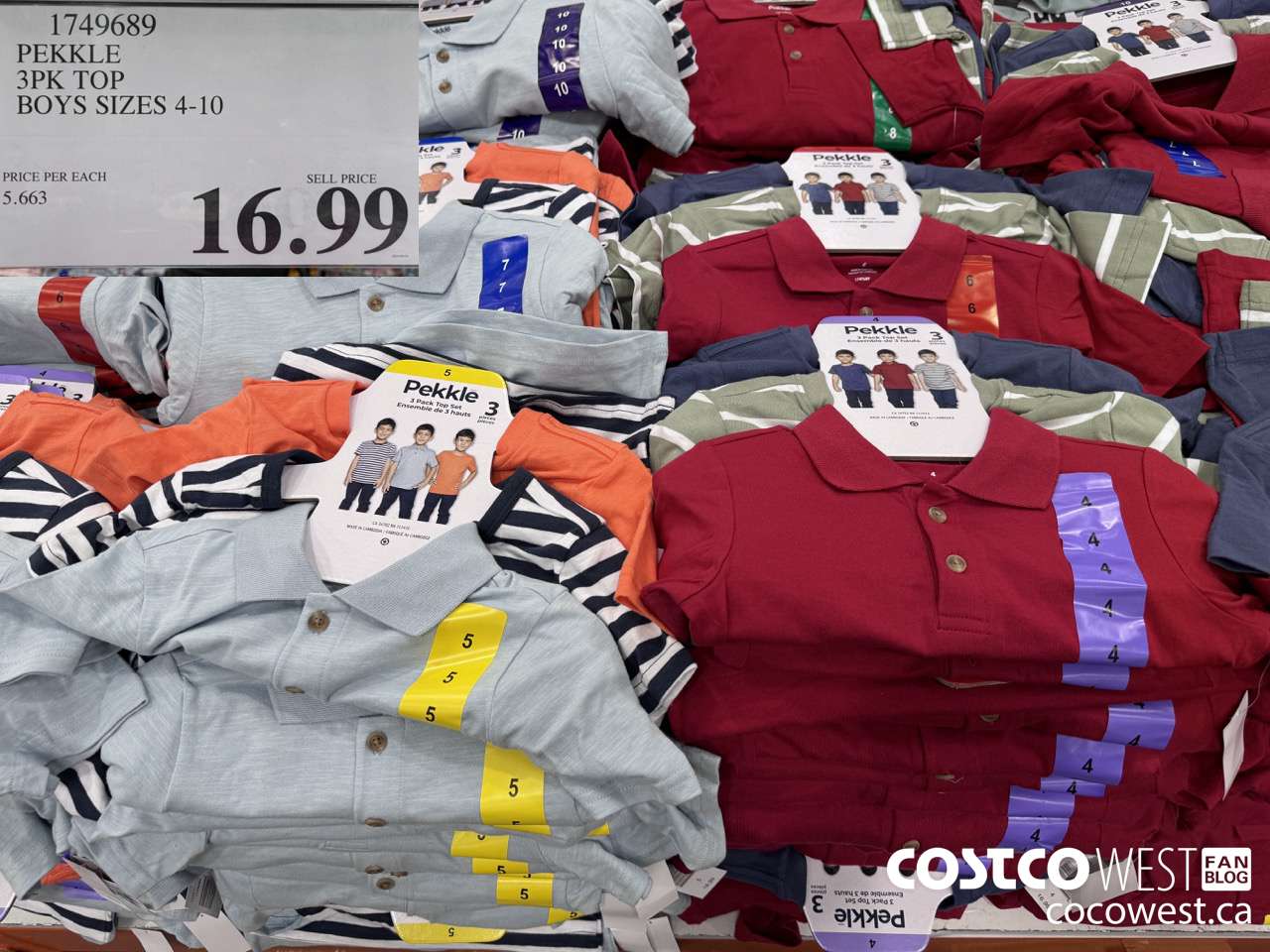 1749689 PEKKLE 3PK TOP BOYS SIZES 4-10 $16.99