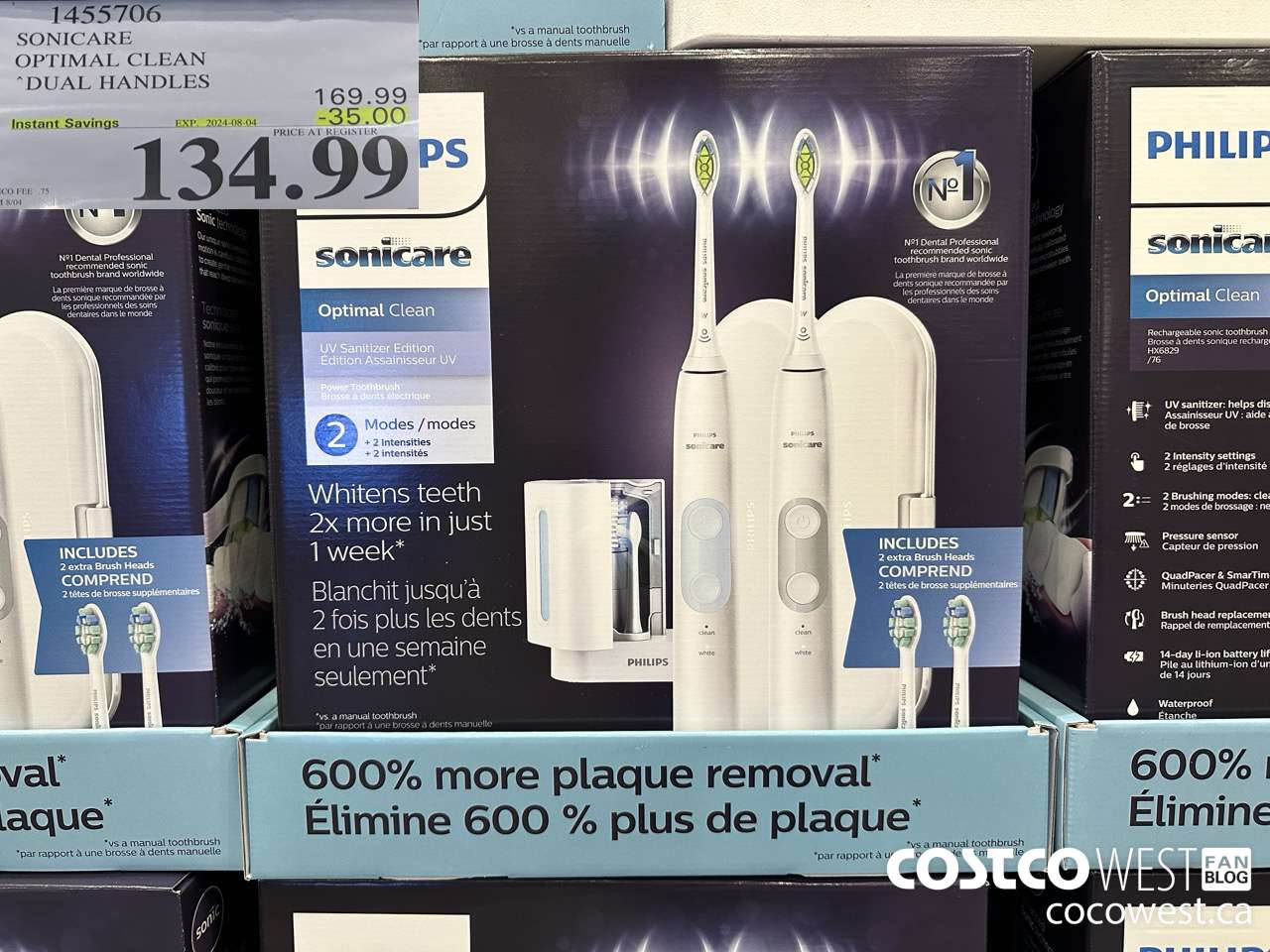 1455706 PHILIPS/SONICARE OPTIMAL CLEAN DUAL HANDLES ($35.00 INSTANT SAVINGS EXPIRES ON 2024-08-04) $134.99
