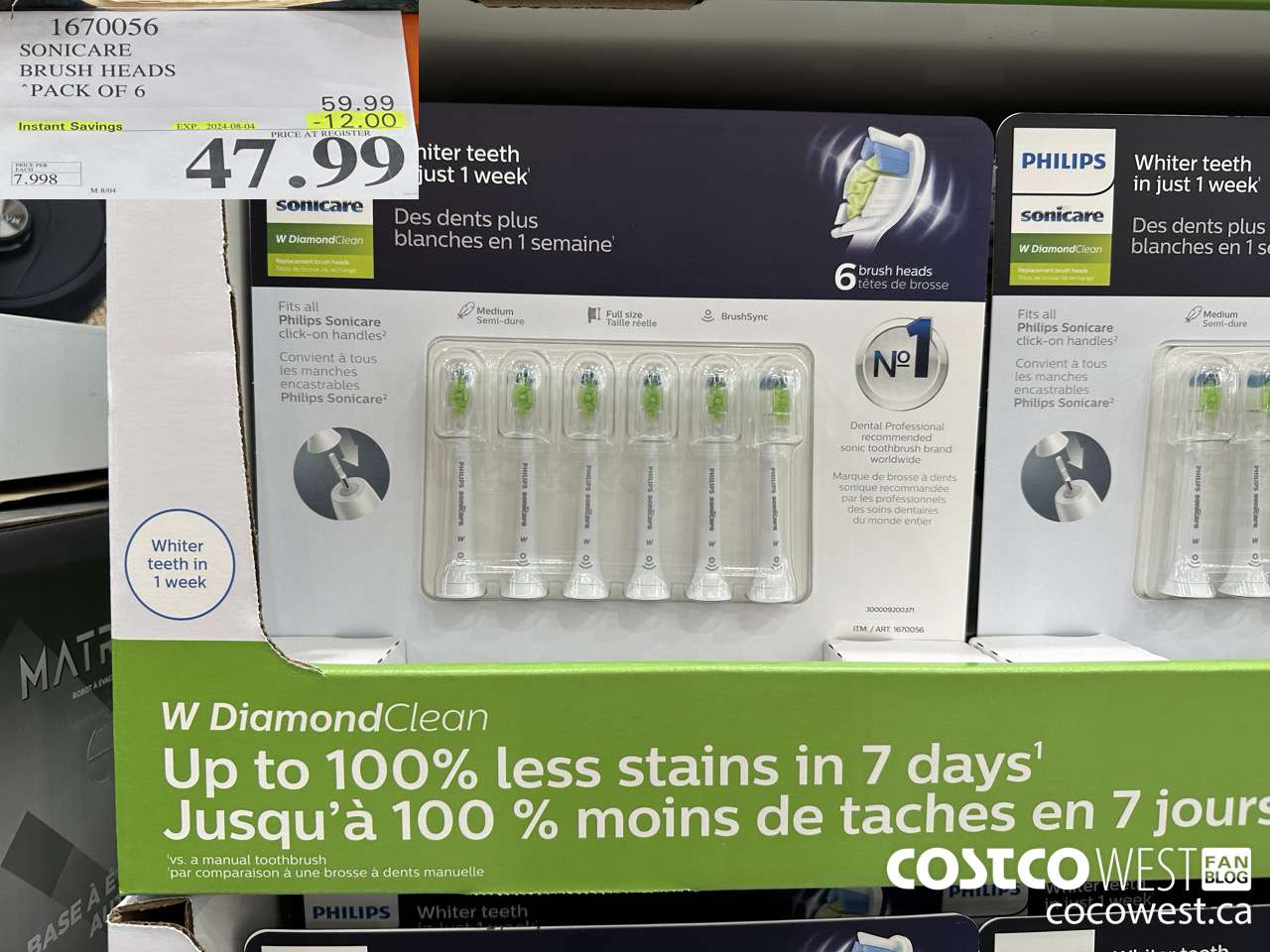 1670056 PHILIPS SONICARE DIAMONDCLEAN BRUSH HEADS 6-PACK ($12.00 INSTANT SAVINGS EXPIRES ON 2024-08-04) $47.99