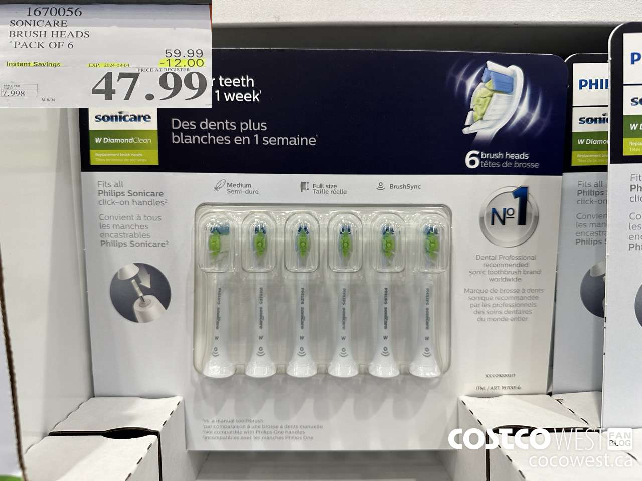 1670056 PHILIPS SONICARE DIAMONDCLEAN BRUSH HEADS 6-PACK ($12.00 INSTANT SAVINGS EXPIRES ON 2024-08-04) $47.99