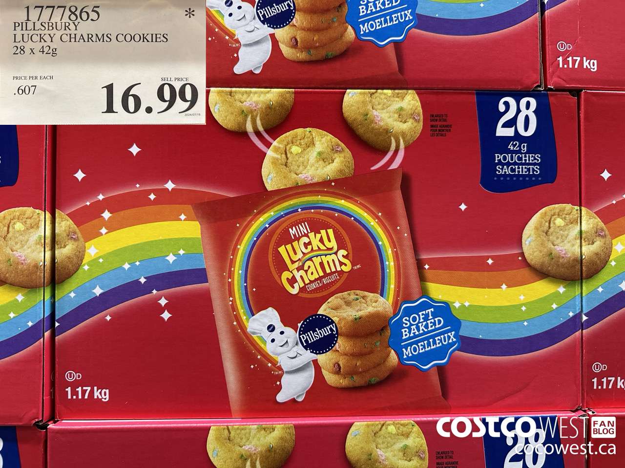 1777865 PILLSBURY LUCKY CHARMS COOKIES 28 X 42G $16.99