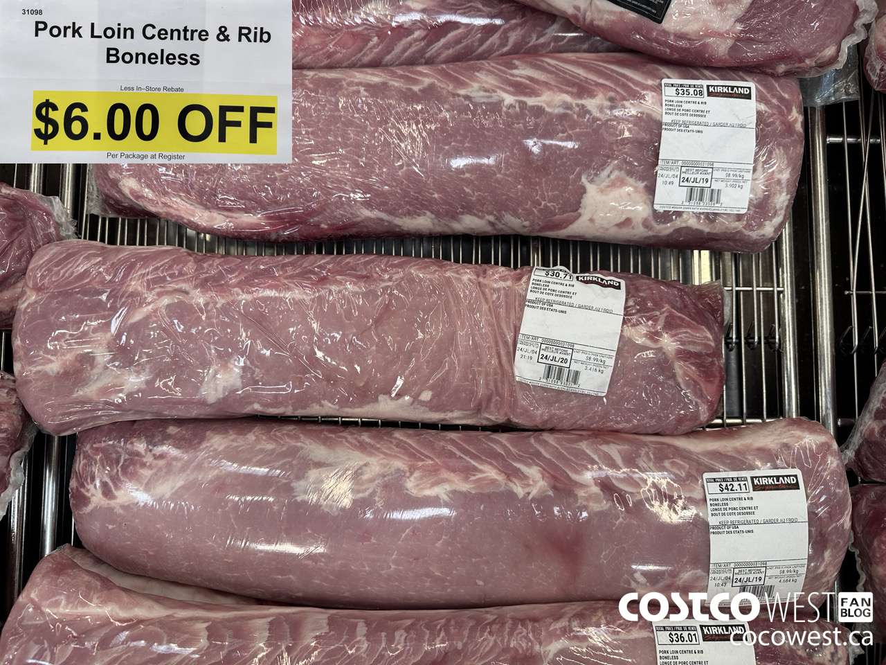 31098 PORK LOIN CENTRE & RIB BONELESS ($6.00 INSTANT SAVINGS)