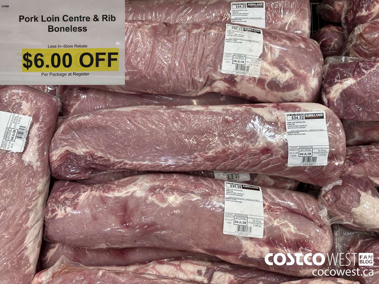 31098 PORK LOIN CENTRE & RIB BONELESS ($6.00 INSTANT SAVINGS)
