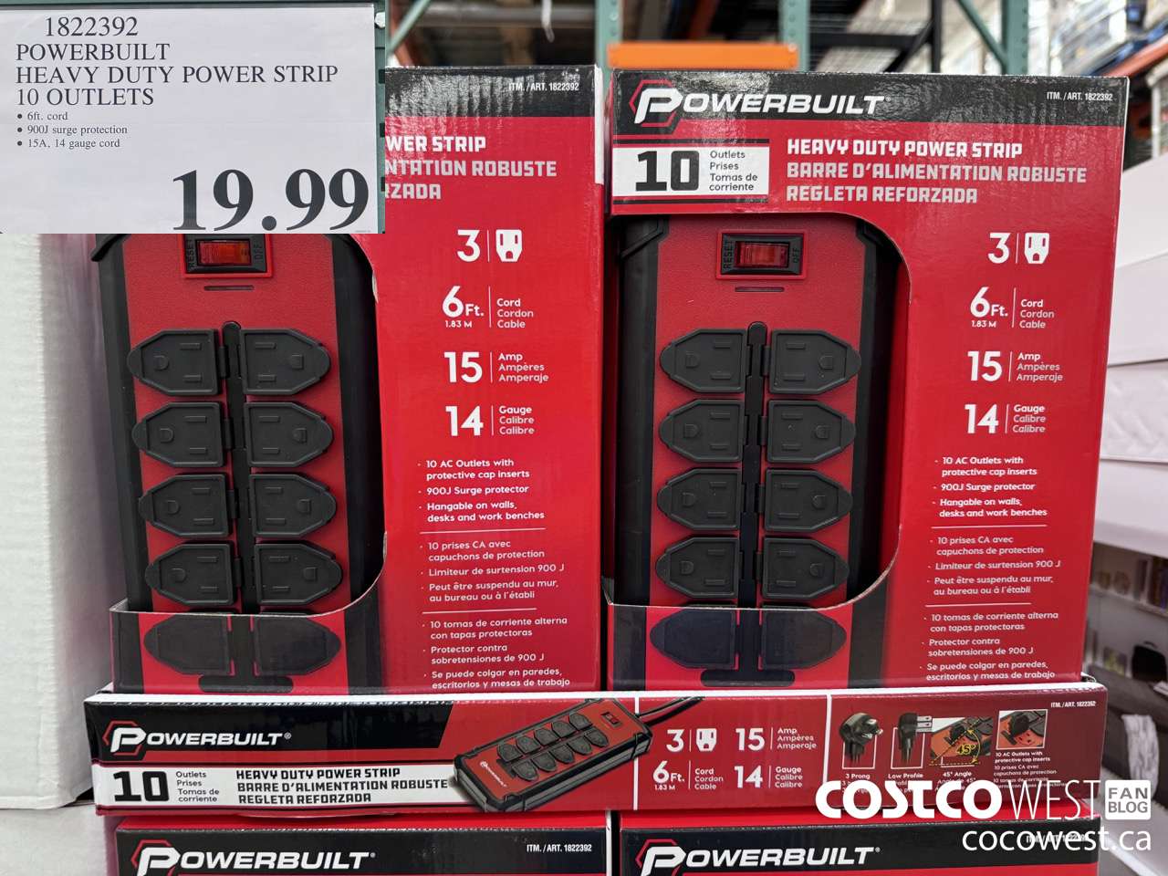 1822392 POWERBUILT HEAVY DUTY POWER STRIP 10 OUTLETS $19.99