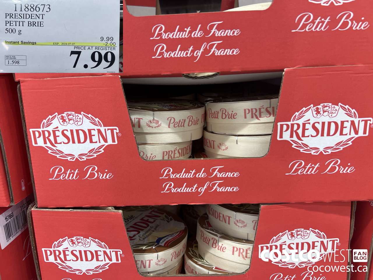 1188673 PRESIDENT PETIT BRIE 500 g ($2.00 INSTANT SAVINGS EXPIRES ON 2024-07-07) $7.99
