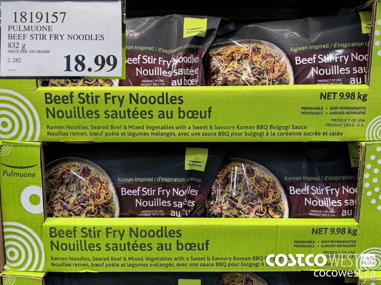 1819157 PULMUONE BEEF STIR FRY NOODLES 832G $18.99