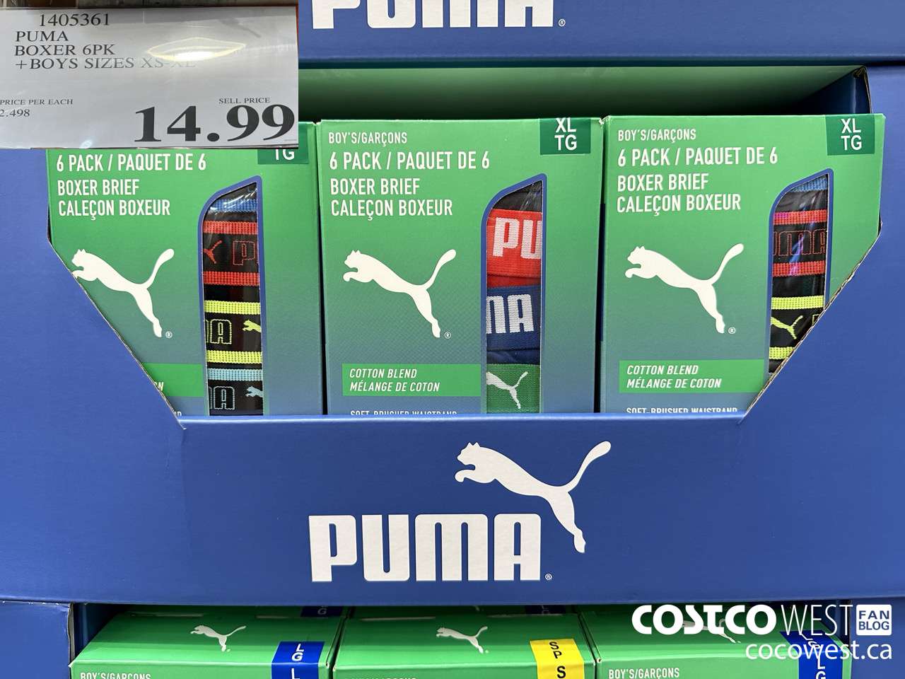 1405361 PUMA BOXER 6PK BOYS SIZES XS-XL $14.99