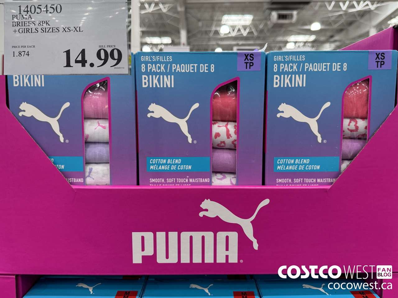 1405450 PUMA BRIEFS 6PK GIRLS SIZES XS-XL $14.99