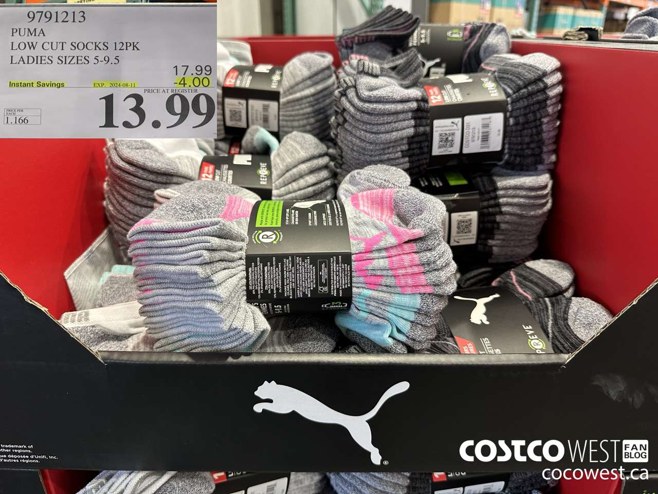 9791213 PUMA LOW CUT SOCKS 12PK LADIES SIZES 5-9.5 ($4.00 INSTANT SAVINGS EXPIRES ON 2024-08-11) $13.99