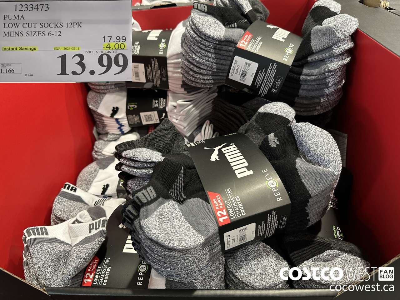 1233473 PUMA LOW CUT SOCK 12PK MENS SIZES 6-12 ($4.00 INSTANT SAVINGS EXPIRES ON 2024-08-11) $13.99