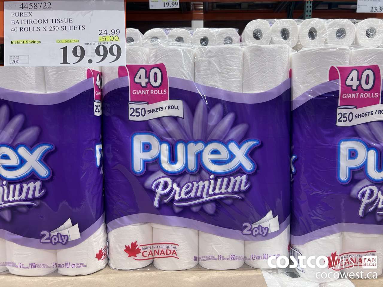 4458722 PUREX BATHROOM TISSUE 40 ROLLS X 250 SHEETS ($5.00 INSTANT SAVINGS EXPIRES ON 2024-07-28) $19.99
