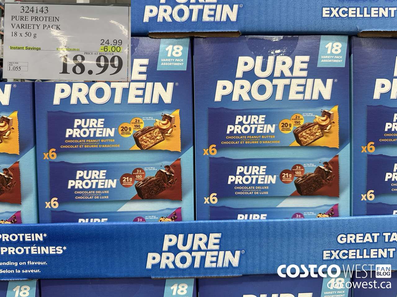 324143 PURE PROTEIN VARIETY PACK 18 X 50G ($6.00 INSTANT SAVINGS EXPIRES ON 2024-09-01) $18.99