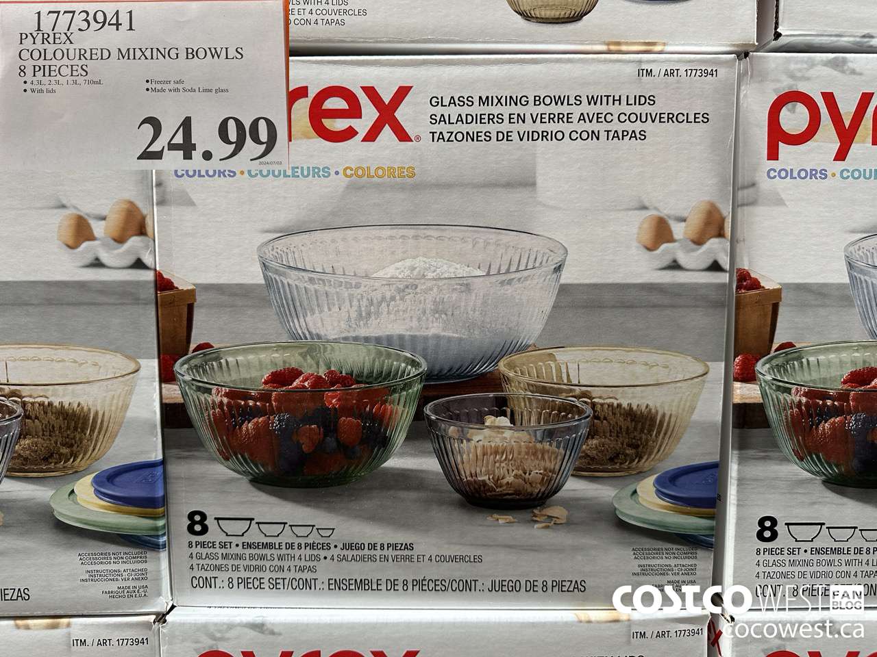 1773941 PYREX COLOURED MIXING BOWLS 8 PIECES $24.99