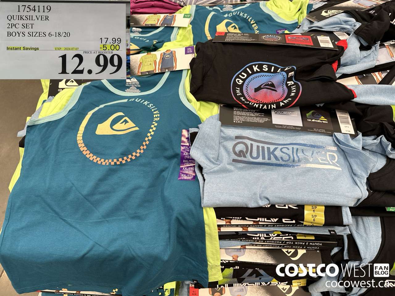 1754119 QUICKSILVER 2PC SET BOYS SIZES 6-18/20 ($5.00 INSTANT SAVINGS EXPIRES ON 2024-07-07) $12.99