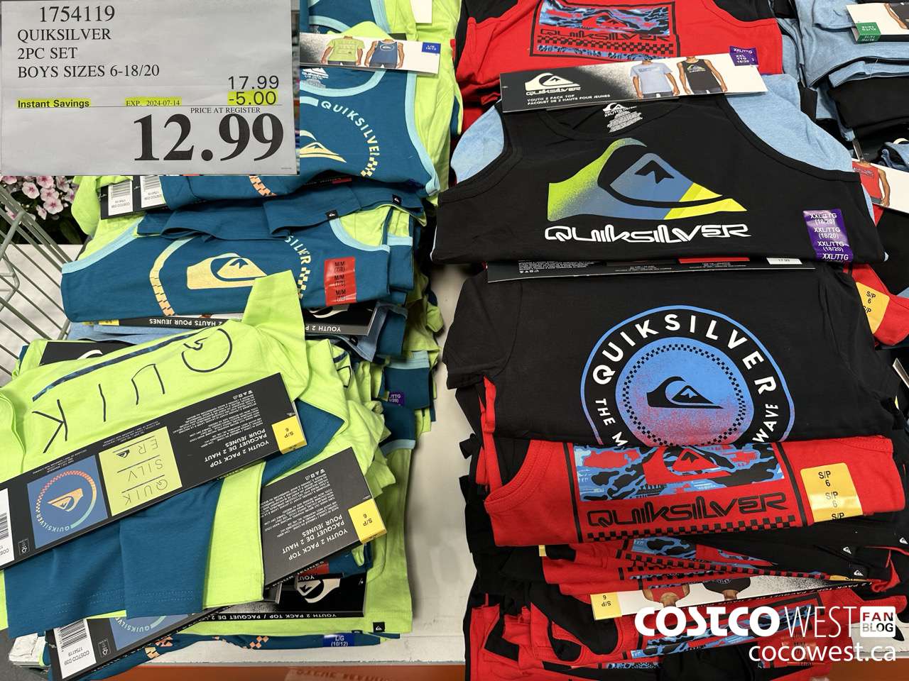 1754119 QUICKSILVER 2PC SET BOYS SIZES 6-18/20 ($5.00 INSTANT SAVINGS EXPIRES ON 2024-07-14) $12.99