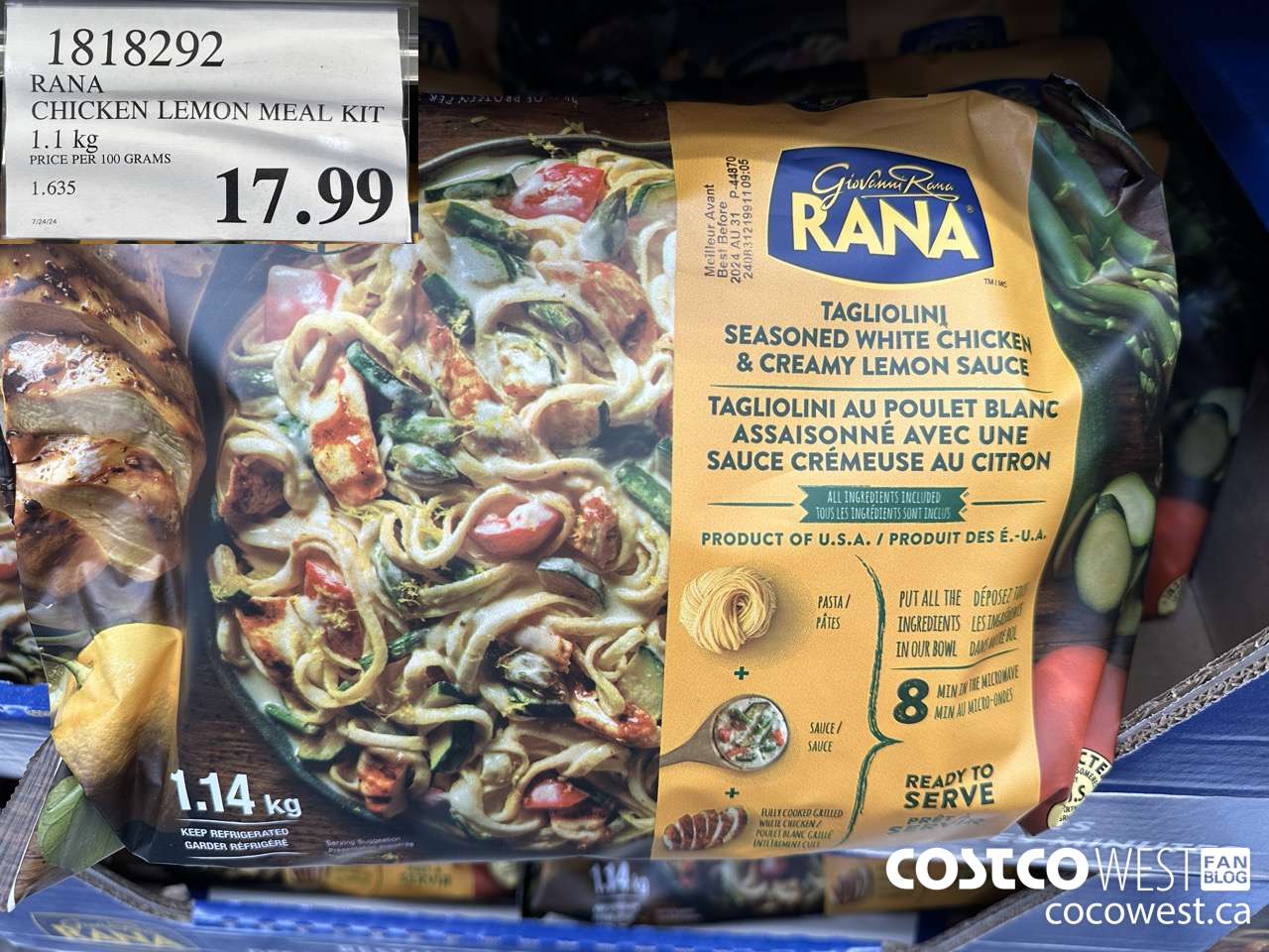 1818292 RANA CHICKEN LEMON MEAL KIT 1.1 KG $17.99