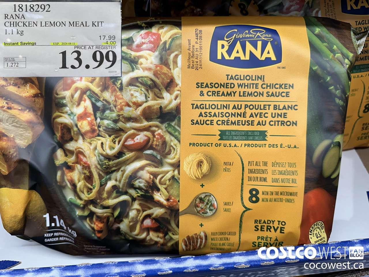 1818292 RANA CHICKEN LEMON MEAL KIT 1.1 KG ($4.00 INSTANT SAVINGS EXPIRES ON 2024-08-11) $13.99